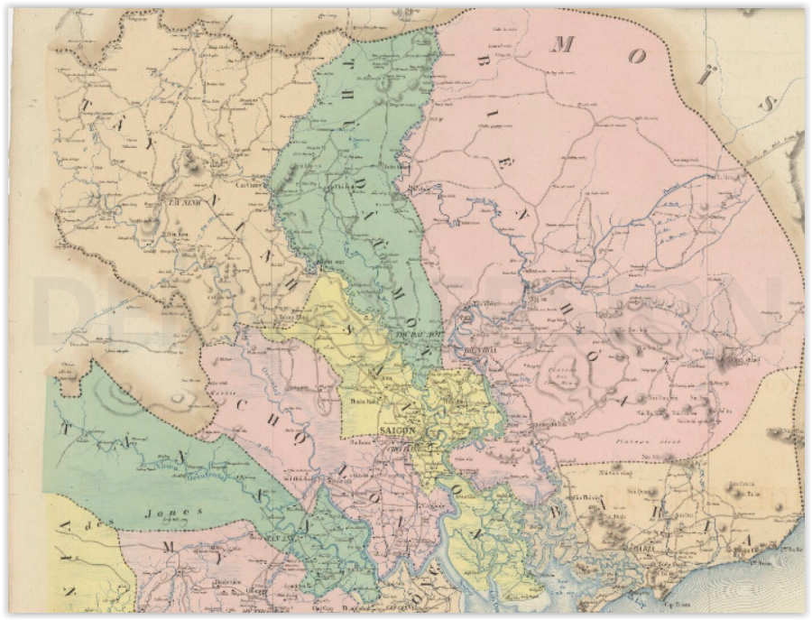 C:\Users\CHAPLAIN\Desktop\HISTOIRE DU CAFE AU VIETNAM\1880-1900 LES PREMIERES PLANTATIONS\14f 1874 CARTE GENERALE DE LA COCHINHINE Brossard de Corbigny, Charles Paul, lieutenant de vaisseau....PNG